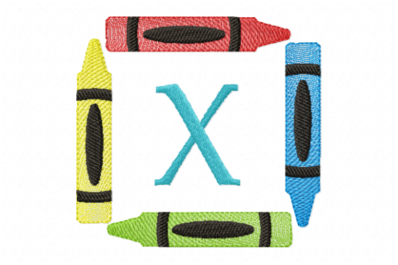 Crayons Frame Monogram Letter X Review for Embroidery