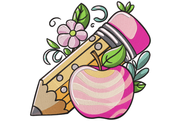 Pencil and Apple: A Charming School Embroidery Design Review